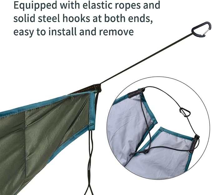 Hammock Underquilt, Lightweight Portable Outdoor Camping Underquilt with Elastic Rope & Steel Buckle, Warm Insulation for Single & Double Hammock Outdoor Use (Brown)