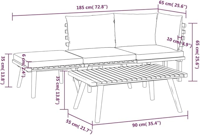 Backyard Furniture Patio Conversation Sets Outdoor Seating 4 Piece Patio Lounge Set with Cushions Solid Acacia Wood Suitable for Swimming Pool, Courtyard, Garden