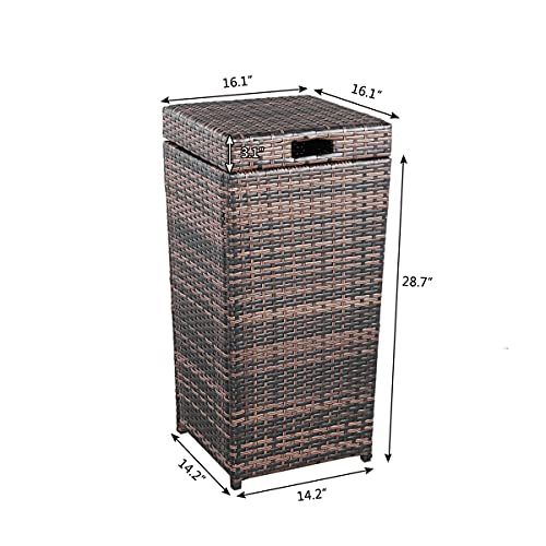 41 X 41 X 81.5cm Rattan Outdoor Garbage Anti-UV Outdoor Resin Wicker Trash Garbage Can Rubbish Bin 26.7 Coupons Gallon