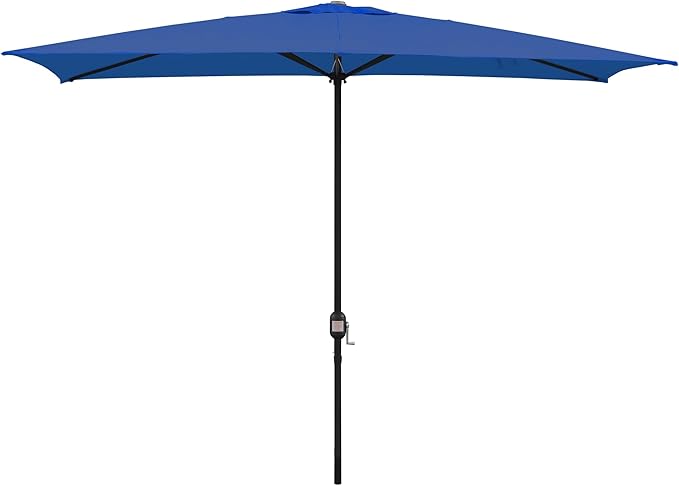 ABBLE Outdoor Patio Umbrella 10Ft x 6.5 Ft Rectangular with Crank, Weather Resistant, UV Protective Umbrella, Durable, 6 Sturdy Steel Ribs, Market Outdoor Table Umbrella, Navy
