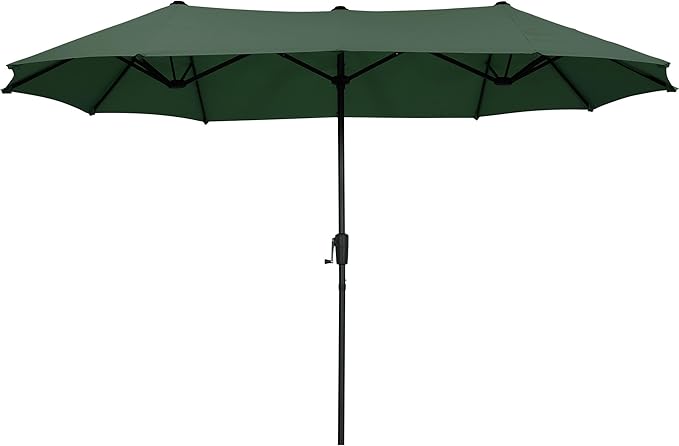 13Ft Large Patio Umbrella Outdoor Double-Sided Market Umbrella w/Easy Crank for Yard, Poolside, Deck, Green