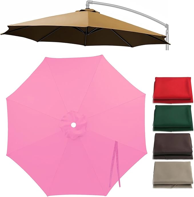 Cantilever Umbrella Replacement Canopy 7.5ft/9ft/10ft/11ft 6/8 Ribs, Fade Resistant Outdoor Offset Patio Umbrella Fabric Cover, Waterproof Shade Top for Deck