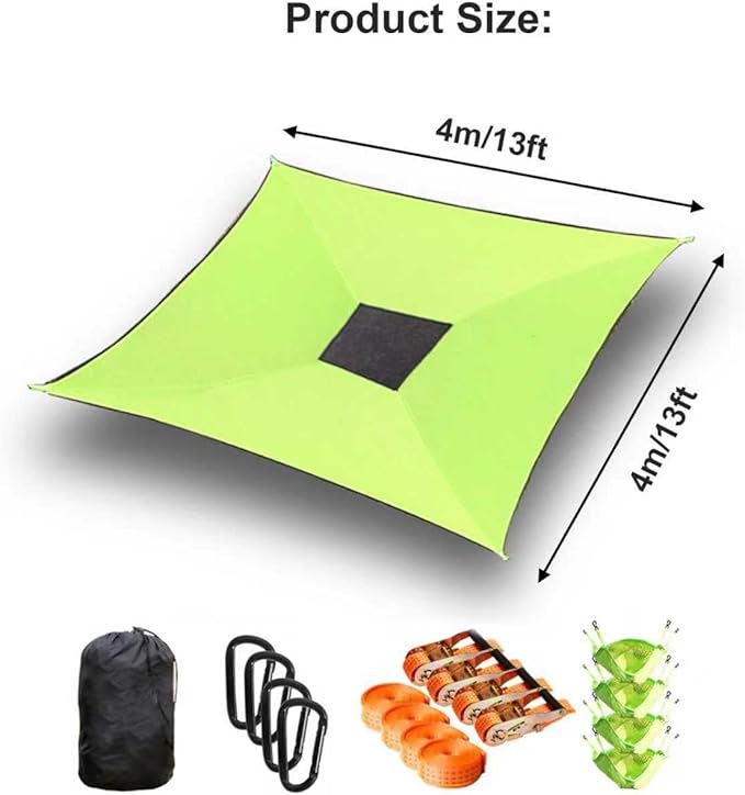 Large Square Hammock 13Ft Multi Person Hammock, Extra Large Sky Camping Hammock for Up to 2-3 Adults/Kids with 4 Ratchetsand Storage Bags