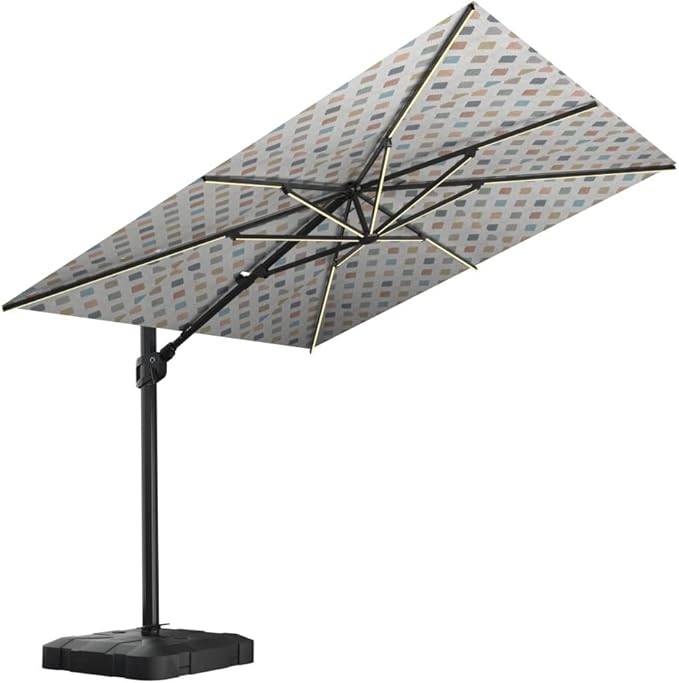 Midtown Umbrellas 9x9 Ft Outdoor Cantilever Patio Umbrella w/Sunbrella Forrest Green Fabric - Tilt 360° Rotate Offset Patio Umbrella, Deck Patio Umbrella, Backyard Umbrella & Garden Umbrella - Black Frame