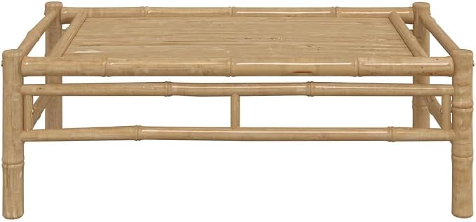 Bamboo Rectangular Garden Coffee Table, Modern Low Profile Outdoor Patio Furniture, Coffee and Drink Serving Table for Balcony and Backyard