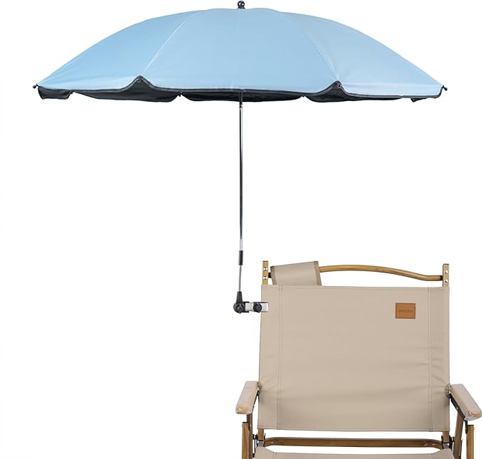 Chair Umbrella with Clamp,46 inches UPF 50+ Clip on Parasol for Patio,Beach Chairs,Strollers,Wheelchairs,Golf Carts