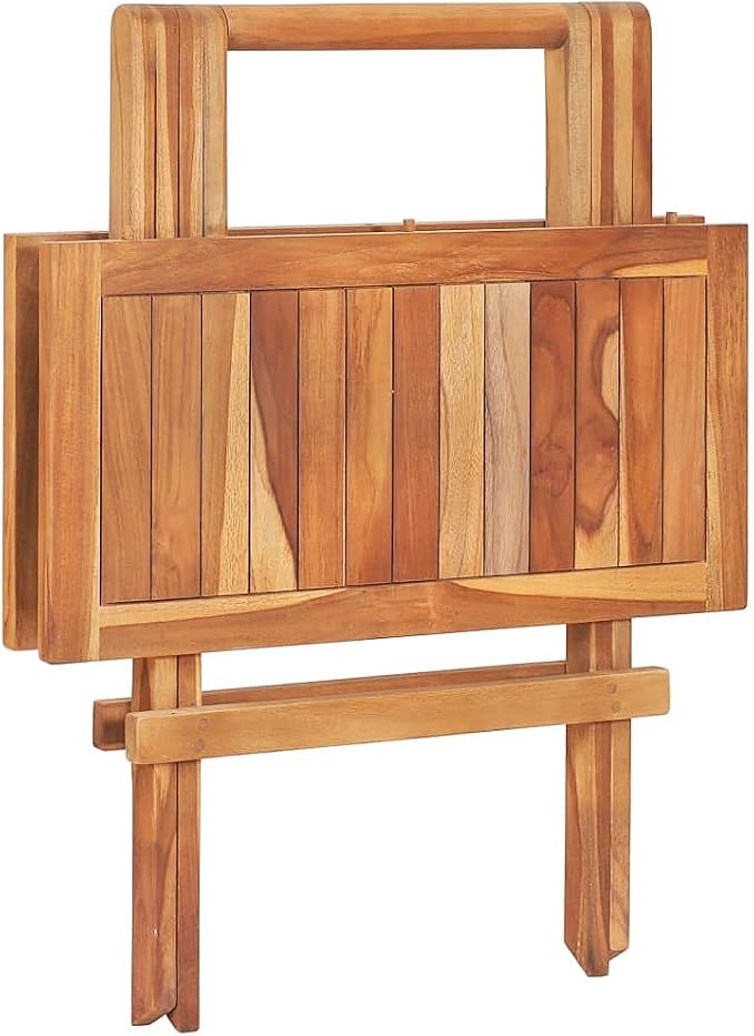vidaXL Bistro Table, Folding Patio Table, Outdoor Dining Table, Garden Furniture for Front Porch Deck Lawn Backyard Balcony, Farmhouse, Solid Teak Wood