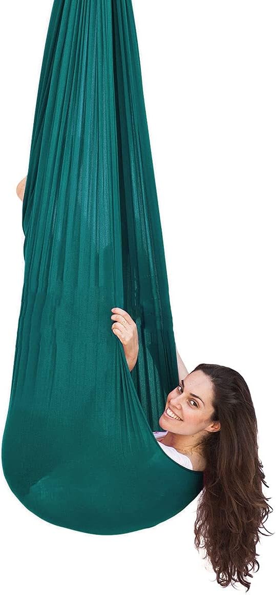 Sensory Swing for Adults Kids Indoor Therapy Swing Outdoor Calming Cuddle Snuggle Hammock Adjustable Durable Fabric Compression Swing for Autism ADHD Aspergers