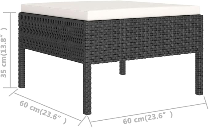6 Piece Patio Lounge Set with Cushions,Patio Sofa,Outdoor Daybed,Patio Seating,Outdoor Furniture Sets,Patio Conversation Sets,Modern Set,Outdoor Patio Chairs,Patio Furniture Set, Poly Rattan Black