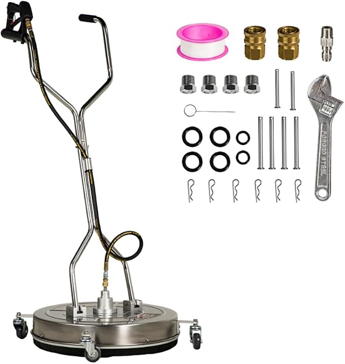 ECCPP 24 Inch Pressure Washer Surface Cleaner with 4 Wheels Stainless Steel for Household Cleaning 3/8" Quick Connector