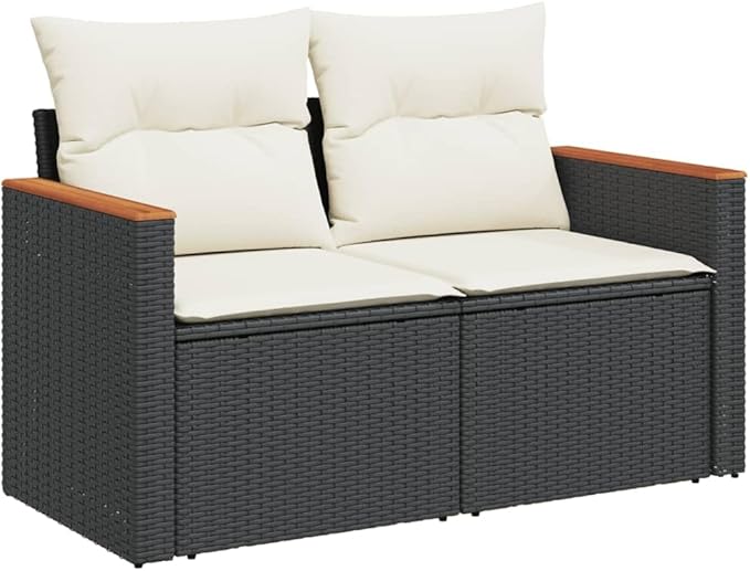 Garden Sofa Set Black, Cream White Outdoor Conversation Set Patio Furniture Ensemble for backyards Balconies