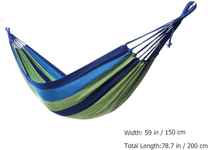 NUOBESTY Double Canvas Swing Hammock for Two, Outdoor Portable Camping Hiking Hammock, Widened Thickened Blue Material Suitable for Garden Patio and Travel