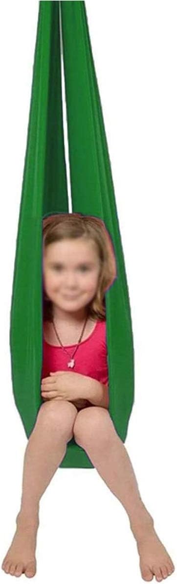 Children's Therapy Sensory Hug Swing Home Hammock for Child Autism ADHD Elastic Wrapped Stable Hanging Chair Up to 440lbs (Color : Green, Size : 100 x 280 cm)