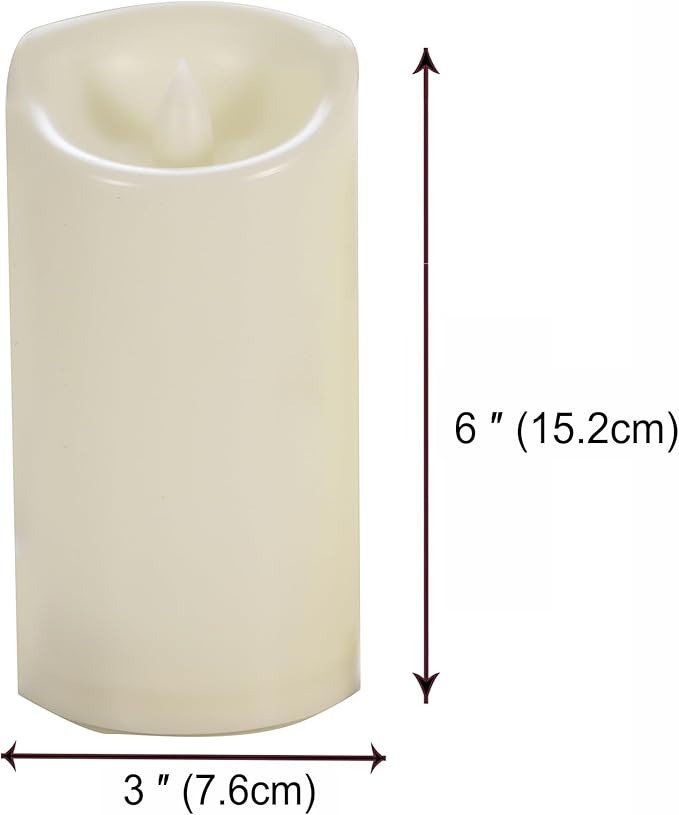CANDLE CHOICE Waterproof Outdoor Battery Operated Flameless Candles with Timer Flickering Plastic Resin Electric LED Pillar Lights for Lantern Patio Garden Wedding Party Decorations 3x6 Inches 3 Pack