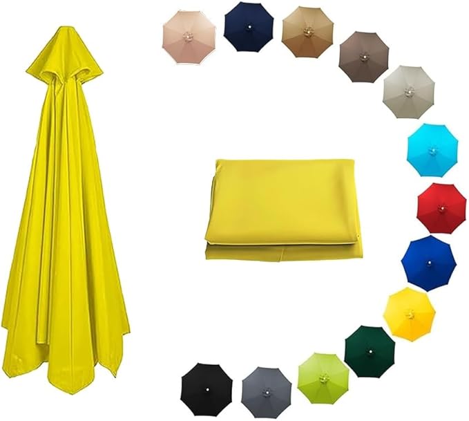 7ft/9ft/10ft Parasol Umbrella Canopy Replacement, Patio Umbrella Replacement Cover, 8 Ribs/6 Ribs Parasol Top Replacement Cloth(Yellow,270cm/9ft-8ribs)