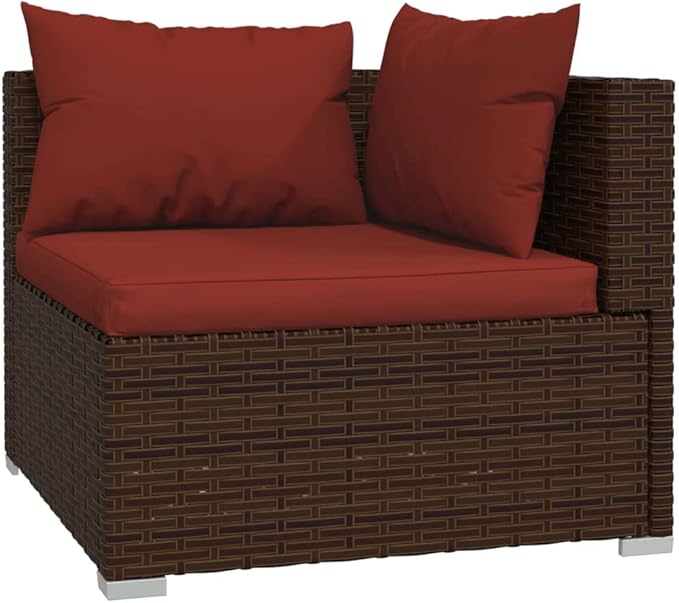 8 Piece Patio Lounge Set with Cushion, Furniture Conversation Sets Outdoor Patio Sectional Patio Lounge Set Piece Patio Set s Brown Poly Rattan