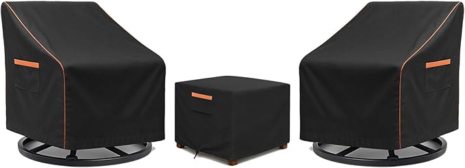 3-Piece Patio Furniture Cover Set for Bistro Sets, Waterproof Outdoor Furniture Covers for 2 Chairs & Side Table, Heavy Duty 600D, UV Resistant, All-Season Protection for Patio, Porch & Backyard