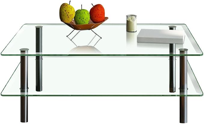 Dulles Glass 24X48 inch Rectangular Glass Table Top - Tempered - 1/2" Thick Glass Surface, Safe Beveled Edge, Radius Corners, Multipurpose for Dining Table, Patio, Coffee and End Table