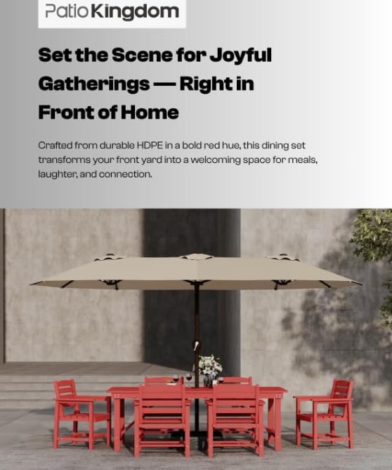 Outdoor Dining Chairs, Set of 2,Red | HDPE material, comfortable armrests, weather-resistant furniture, ideal for table match, backyard, deck, garden