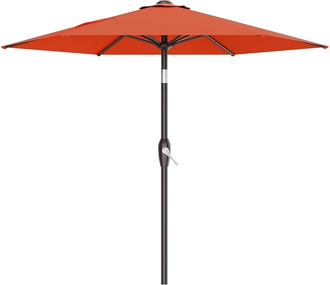 AreShark 7.5FT Patio Umbrella Table Market Umbrella w/Tilt and Crank, Heavy-Duty Outdoor Umbrellas for Pool, Deck, Garden and Backyard, Orange