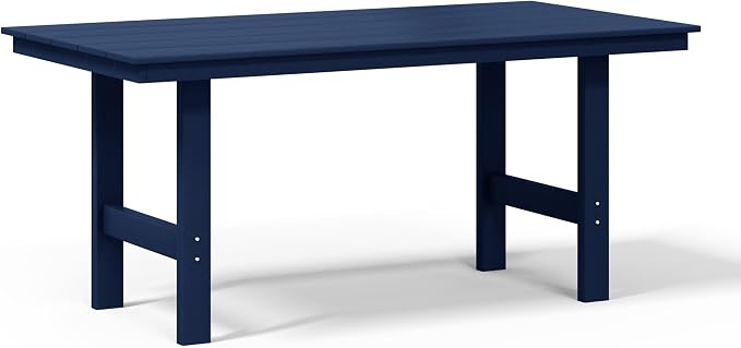 WestinTrends Ashore 6-Piece Outdoor HDPE Patio Dining Table Set with Bench, Navy Blue