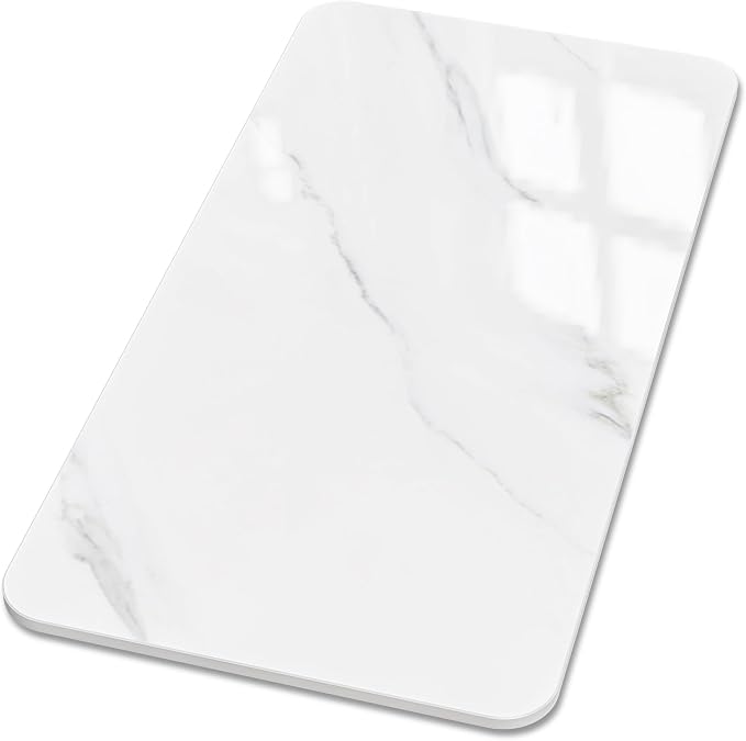 Rectangle Table Top,23.6 ” x 11.8 ” White Sintered Stone Tabletop, DIY Replacement & Cover Marble Desktop, Scratch & Wear Resistant, Easy to Clean, Suitable for Indoor & Outdoor