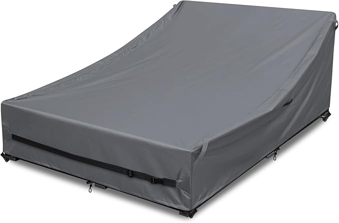Outdoor Rattan Daybed Cover Heavy Duty 600D Weather-Resistant Waterproof Patio Furniture Sofa Cover 63"L x 54"W x 28"H UV Resistant Anti-Fade Material,Patio Rattan Daybed Sofas Protection Covers,Grey