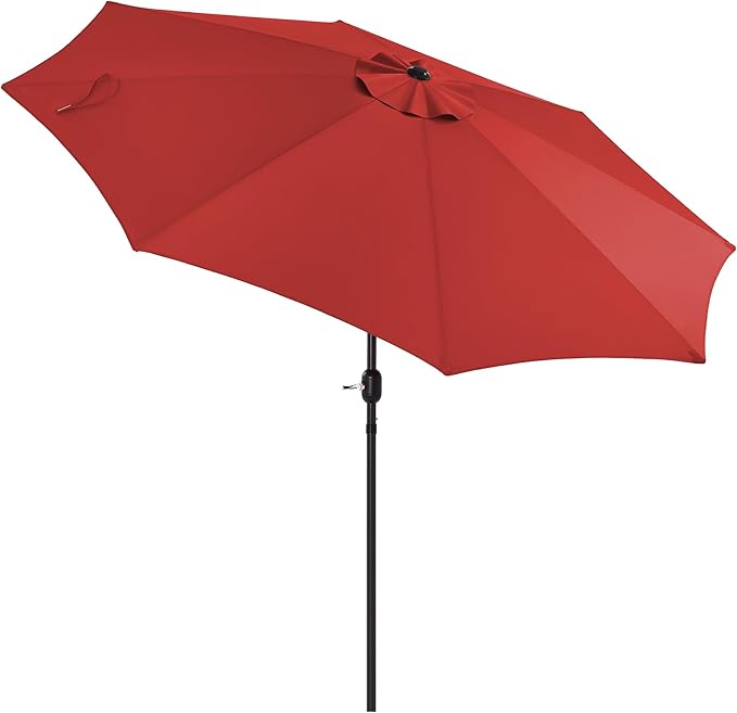 LUE BONA 10FT Patio Umbrella, Waterproof Outdoor Market Umbrella with Easy Crank & Tilt, Patio Table Umbrella for Deck Garden Backyard Pool, Bright Red