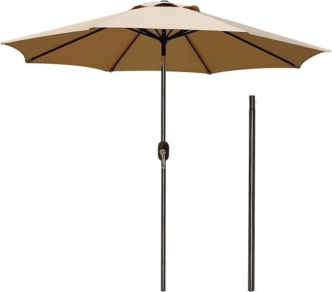 Blissun 9' Patio Umbrella + Replacement Lower Pole – Complete Outdoor Shade Solution with Spare Heavy-Duty Bottom Pole (Bundle)