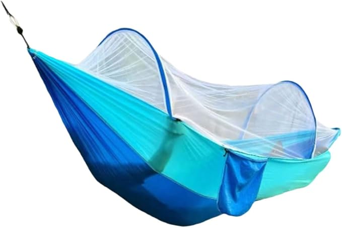 Polyester Hammock Automatic Quick Opening Self-Contained Frame Portable Lightweight Tree Hanging Hammock(Blue)