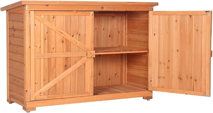 Outdoor Storage Box, Large Wood Deck Storage Box Bench Indoor/Outdoor Storage Bin Container for Patio Cushions, Outdoor Furniture, Garden Tools (Brown27)