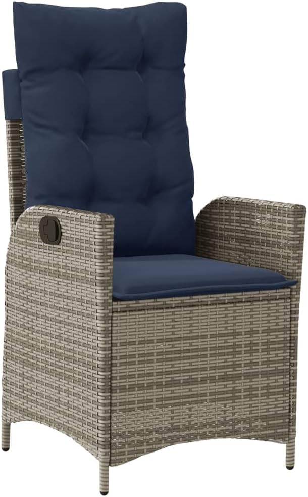 3 Piece Bistro Set with Cushions, Porch Furniture Set Outdoor Dining Sets Outdoor Sofa Set Patio Conversation Set for Garden Poolside Piazza Exhibition Gray Poly Rattan