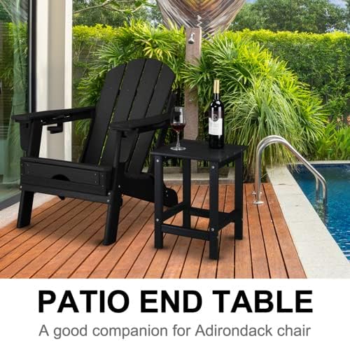 VINGLI Adirondack Side Table HPDE End Table Outdoor Indoor Table Weather Resistant Side Table for Living Room Bedroom Patio Garden Decor