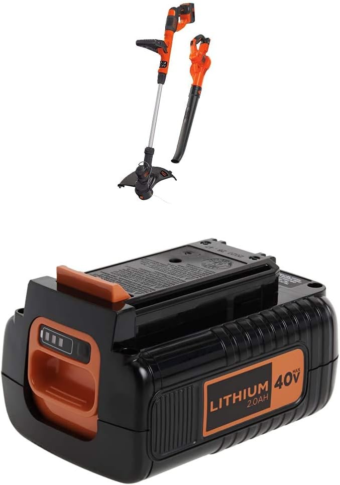 BLACK+DECKER 40V MAX Cordless Sweeper/String Trimmer Combo Kit with Extra Battery, 2.0-Ah (LCC340C & LBX2040)