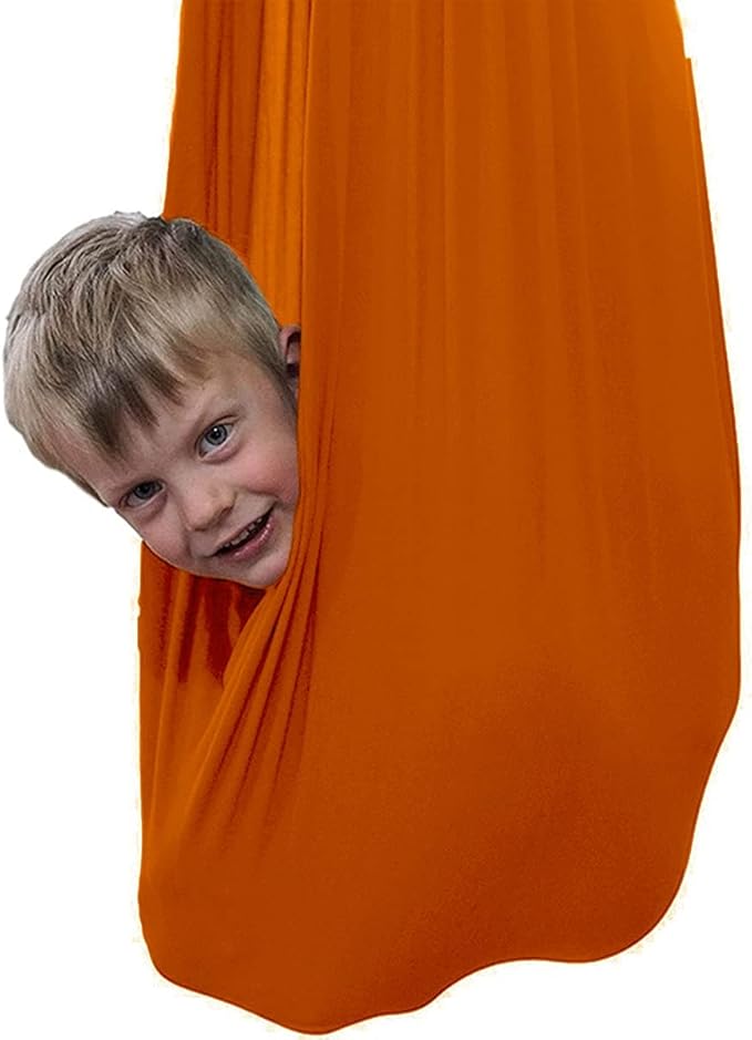 Sensory Swing for adults Indoor kids Therapy Swing Soothing Calming Snuggle Hammock durable soft strong fabric swing Great for Sensory Integration stimulation ( Color : Orange , Size : 1M x 2.8M )