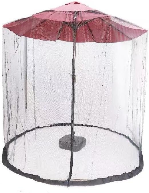 6FT/9FT/11FT Patio Umbrella Mosquito Netting with Zipper Door, Polyester Mesh - Windproof & Portable
