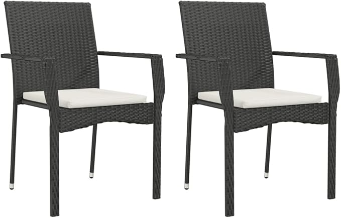 Backyard Furniture Patio Conversation Sets Outdoor Seating 9 Piece Patio Dining Set with Cushions Black Poly Rattan Suitable for Gardens, Balconies, Decks