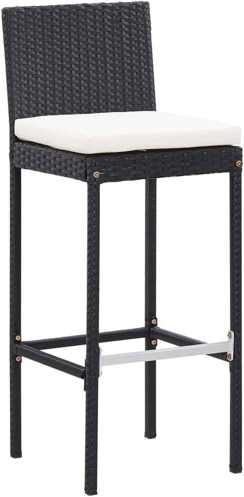 Patio Bar Set with Cushions,Patio Lounge Set,Outdoor Furniture,Outdoor Furniture Sets,Patio Conversation Sets,for Garden,Deck,Backyard,7 Piece Poly Rattan Black