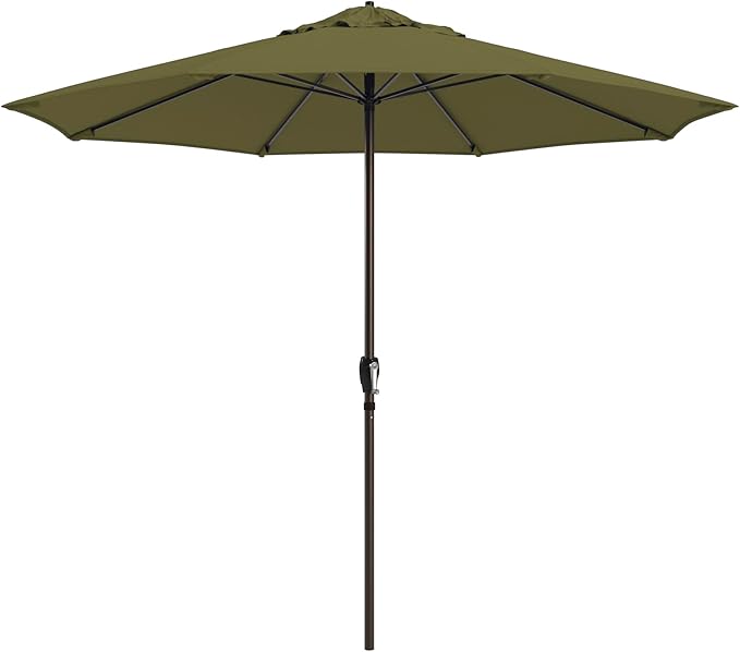 California Umbrella 12-Year Protection 9-Ft Outdoor Patio Umbrella, Sunbrella Fade-Resistant Fabric, Auto-Tilt, Heavy Duty Aluminum Frame, 8 Reinforced Ribs for Pool or Deck, Bronze Pole, Spectrum Cilantro