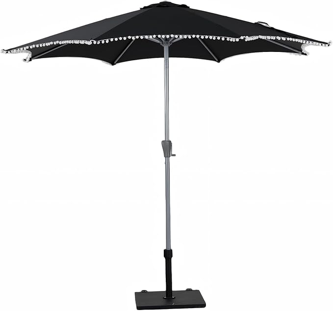 Tempera Patio Umbrellas Arc Edge Outdoor Table Market Umbrellas with Crank & Pust Button Tilt|Auto-Tilt, 8 Steel Ribs, High Color-Fastness Canopy
