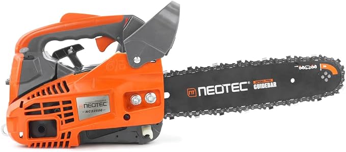 NEO-TEC 12 Inch Top Handle Gas Chainsaw 25.4cc 2-Stroke Portable Small Gas Powered Chain Saws Motosierra De Gasolina for Tree-climbing Tree Pruning Wood Cutting Firewood Preparation Yard Maintenance