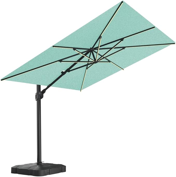 Midtown Umbrellas 9x9 Ft Outdoor Cantilever Patio Umbrella w/Sunbrella Burgundy Fabric - Tilt 360° Rotate Offset Patio Umbrella, Deck Patio Umbrella, Backyard Umbrella & Garden Umbrella - Black Frame