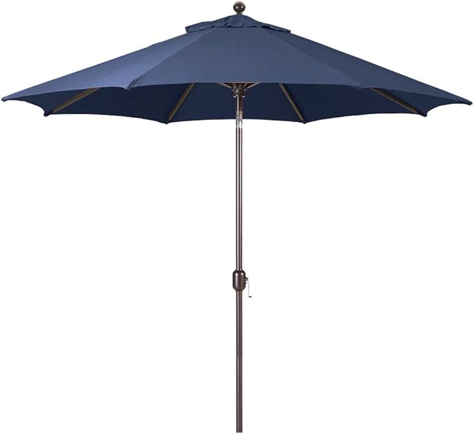 Galtech Deluxe Octagon Patio Umbrella 9FT, Auto Tilt Market Umbrella, Navy Sunbrella Fabric, Bronze Frame, 3-Year Warranty for Outdoor Use