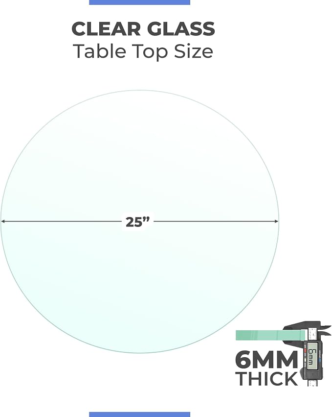 26 Inch Round Clear Tempered Glass Table Top with 1/4" Thick Polished Edges for Dining, Coffee Table, or Office Use by Fab Glass and Mirror