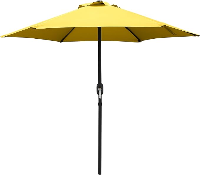 7.5 Ft Patio Umbrella with Crank Weather Resistant Outdoor Umbrella Durable 6 Sturdy Steel Ribs Outdoor Market Umbrella for Deck Garden Pool Yard Cafe, Yellow