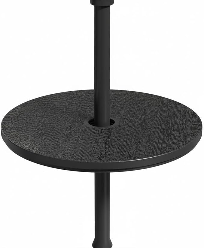 Umbrella Table, Umbrella Side Table, Patio Umbrella Table Tray with Hole, Beach Umbrella Base Table, Outdoor Table with Umbrella Hole for Garden, Balcony, Deck, Poolside, Black