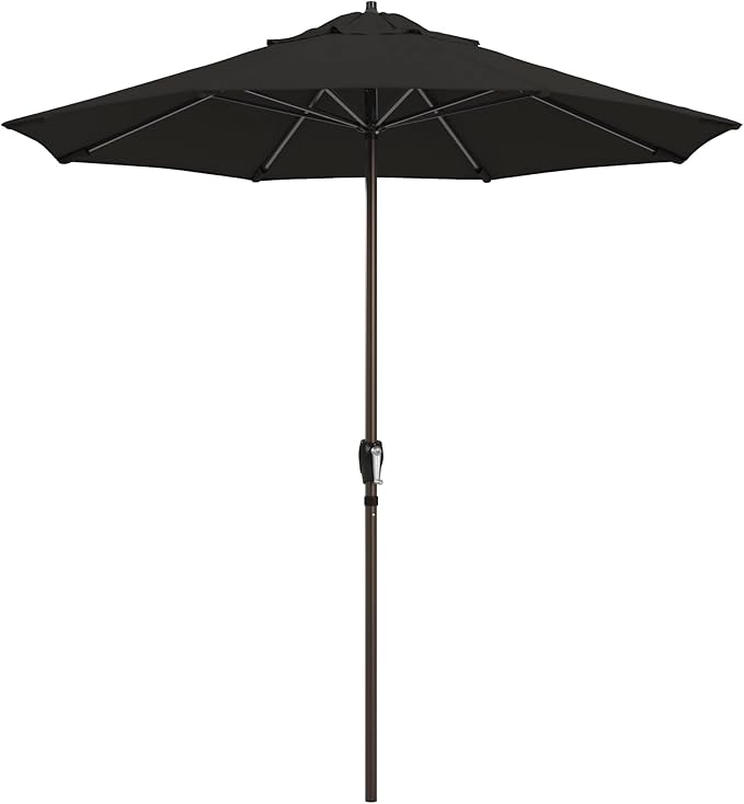 California Umbrella 10-Year Protection 7.5 Ft Outdoor Patio Umbrella, Pacifica Fade-Resistant Fabric, Auto-Tilt, Heavy Duty Aluminum Frame, 8 Reinforced Ribs for Pool or Deck, Bronze Pole, Black