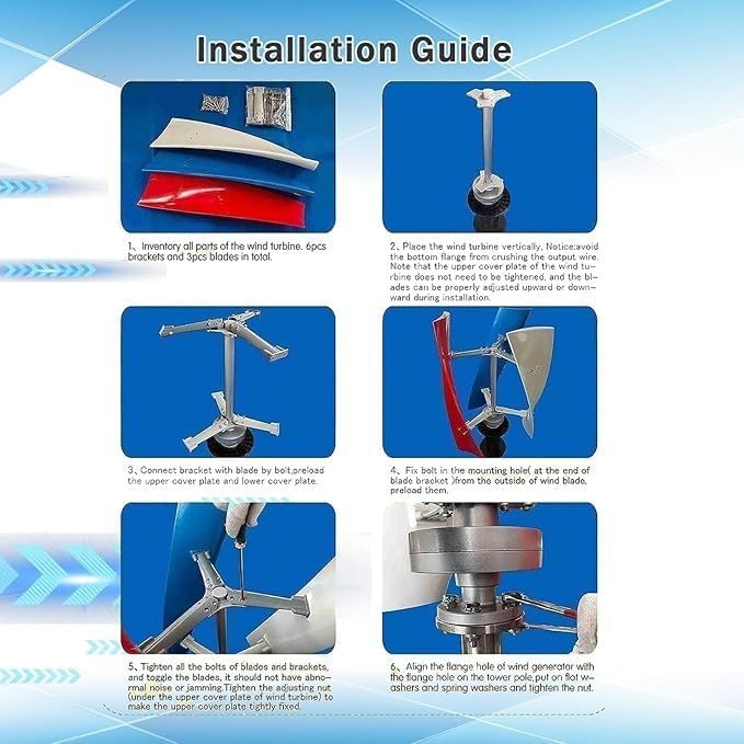2000W Portable Veal Wind Generator with MPPT Controller, 3-Blade Wind Turbine for Home & Outdoor Renewable Energy Power System