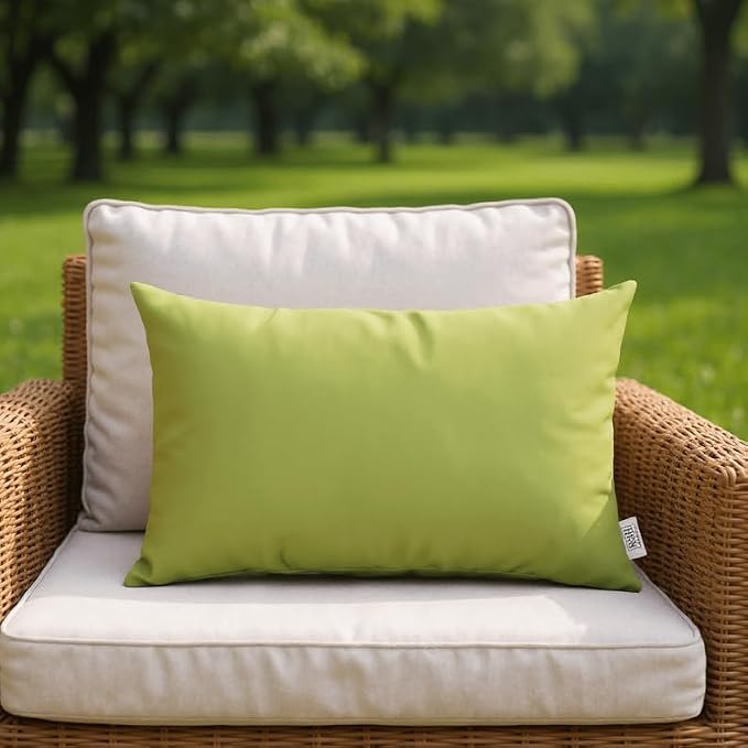 RSH DECOR Sunbrella 26" x 16" Lumbar Throw Pillows Set of 4 | Water and Fade-Resistant Performance Fabric | Outdoor Pillow Covers with Down-Alternative Inserts | Made in USA (Macaw Moss Green)