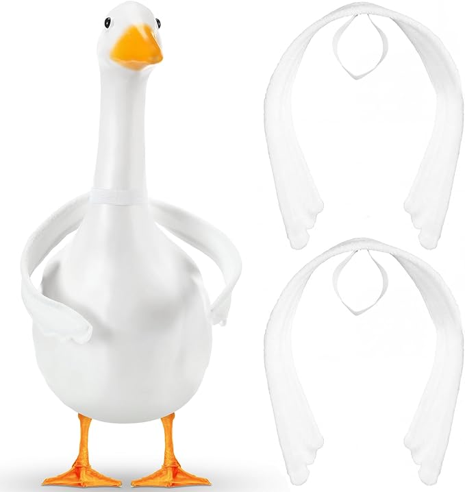 Abbylike 2 Pcs Poseable Goose Wings for 23”- 28" Porch Lawn Goose Outfit Accessories Poseable White Wings for Outdoor Patio Yard Lawn Art Decoration (Wavy Edge)